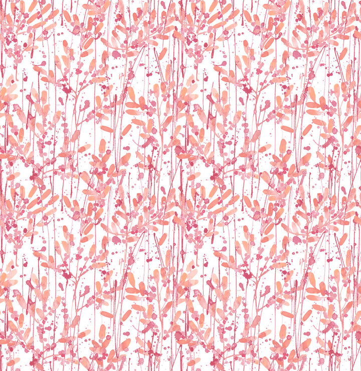 Willow Pink Leaves Wallpaper by A-Street Prints Catalina Covers about 56.4 square feet 20.5-in by 33-ft long roll Unpasted 10.5 - Fabric Carolina -