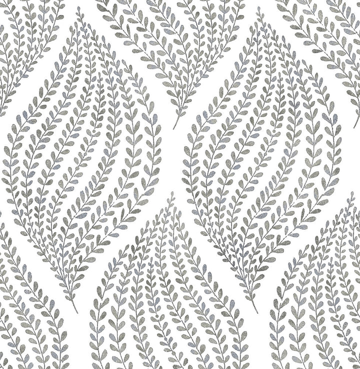 Arboretum Fog Leaves Wallpaper by A-Street Prints Catalina Covers about 56.4 square feet 20.5-in by 33-ft long roll Unpasted 21 - Fabric Carolina -