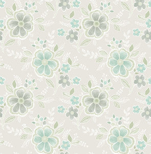 Chloe Aquamarine Floral Wallpaper by A-Street Prints
