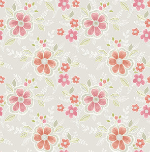Chloe Peach Floral Wallpaper by A-Street Prints