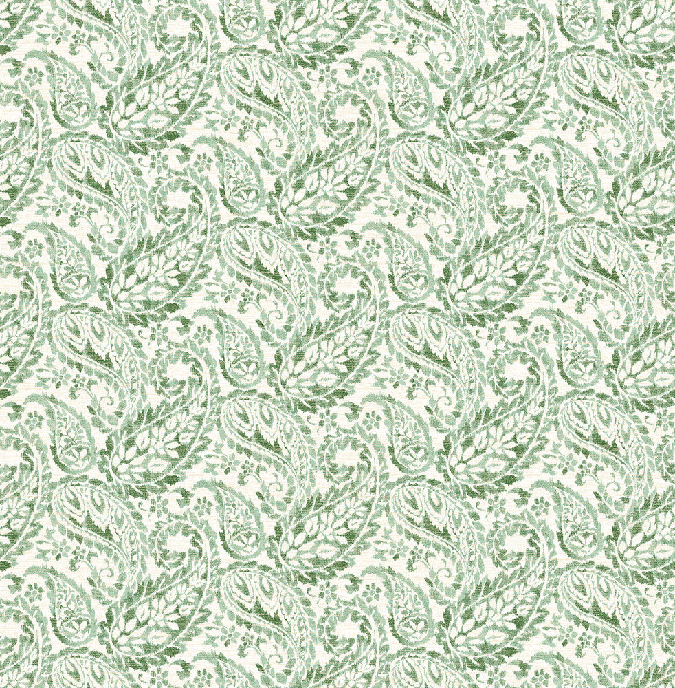 Adrian Green Paisley Wallpaper by A-Street Prints Ami Covers about 56.4 square feet 20.5-in by 33-ft long roll Unpasted 5.2 - Fabric Carolina -