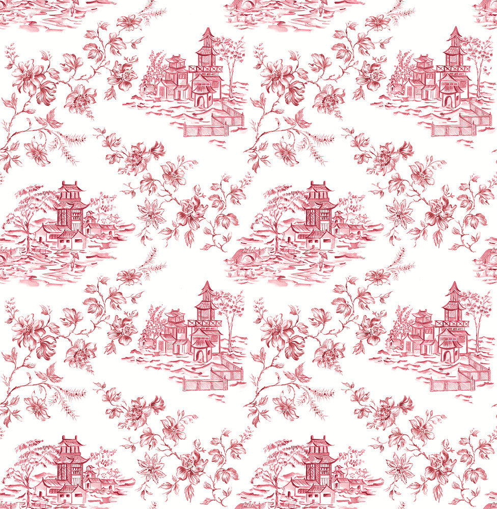 Laure Merlot Toile Wallpaper by A-Street Prints Ami Covers about 56.4 square feet 20.5-in by 33-ft long roll Unpasted 10.4 - Fabric Carolina -