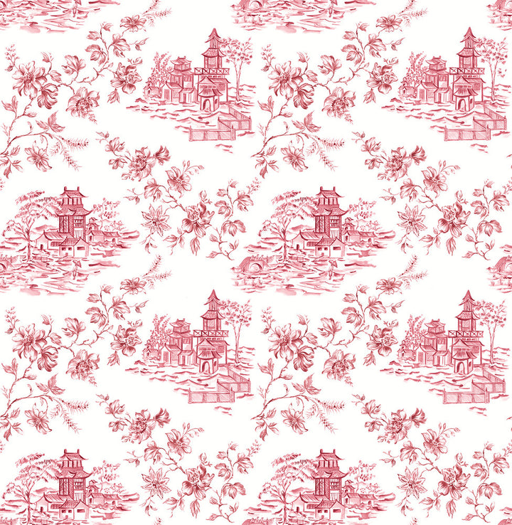 Laure Merlot Toile Wallpaper by A-Street Prints Ami Covers about 56.4 square feet 20.5-in by 33-ft long roll Unpasted 10.4 - Fabric Carolina -