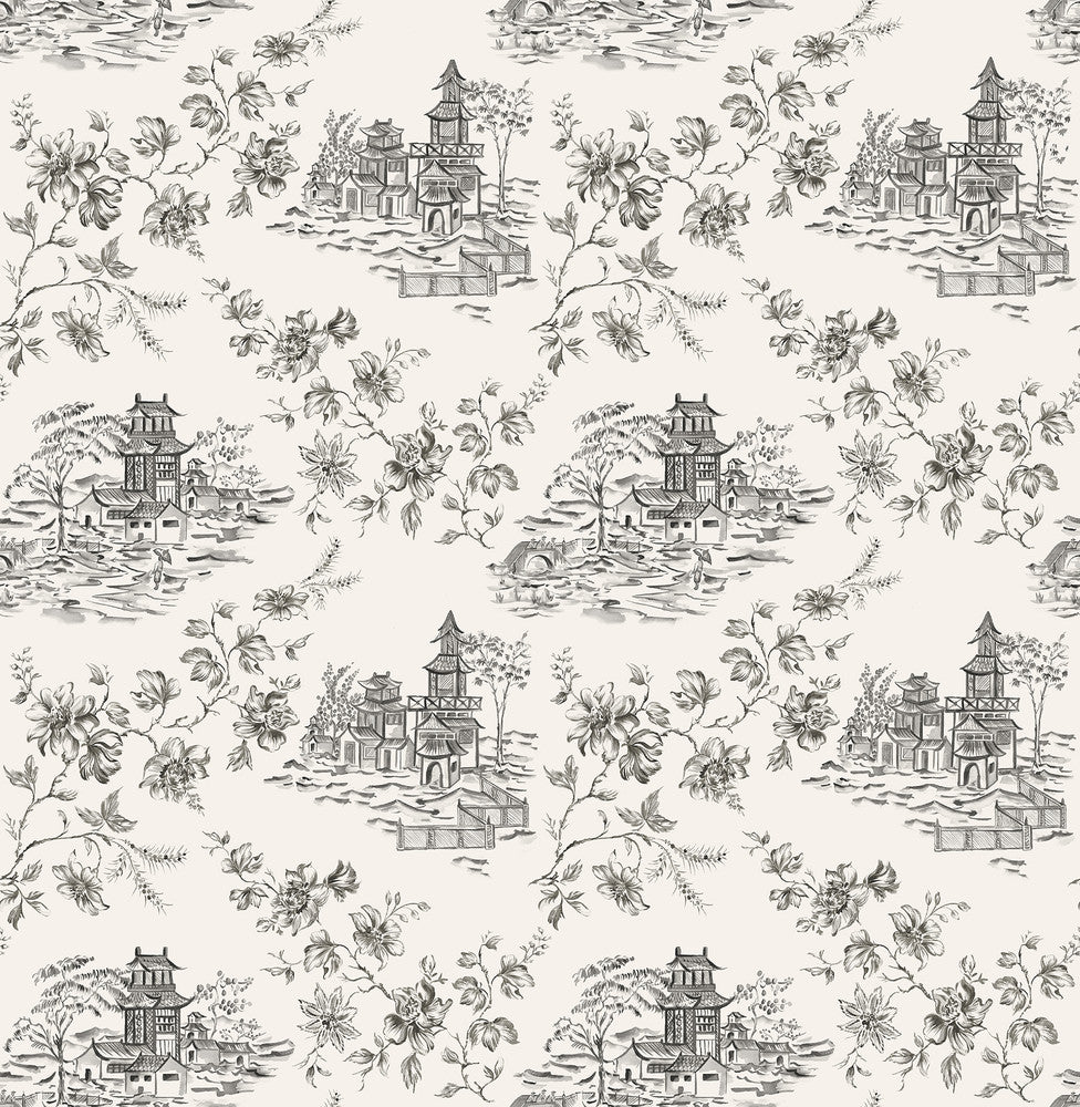 Laure Ink Toile Wallpaper by A-Street Prints Ami Covers about 56.4 square feet 20.5-in by 33-ft long roll Unpasted 10.4 - Fabric Carolina -