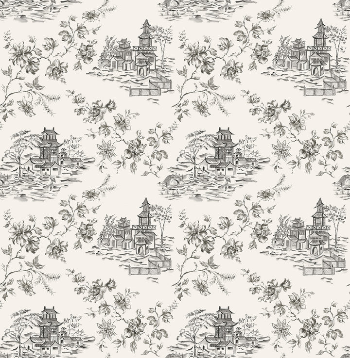 Laure Ink Toile Wallpaper by A-Street Prints Ami Covers about 56.4 square feet 20.5-in by 33-ft long roll Unpasted 10.4 - Fabric Carolina -
