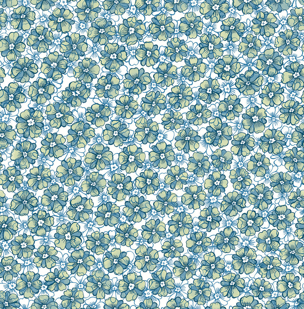 Allison Blue Floral Wallpaper by A-Street Prints Ami Covers about 56.4 square feet 20.5-in by 33-ft long roll Unpasted 20.9 - Fabric Carolina -
