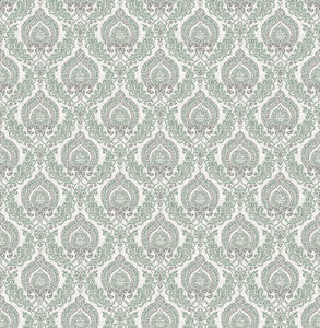 Lulu Dark Green Damask Wallpaper by A-Street Prints