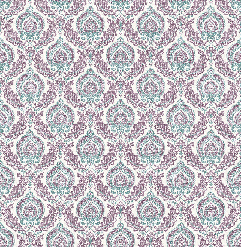 Lulu Plum Damask Wallpaper by A-Street Prints Ami Covers about 56.4 square feet 20.5-in by 33-ft long roll Unpasted 5.2 - Fabric Carolina -