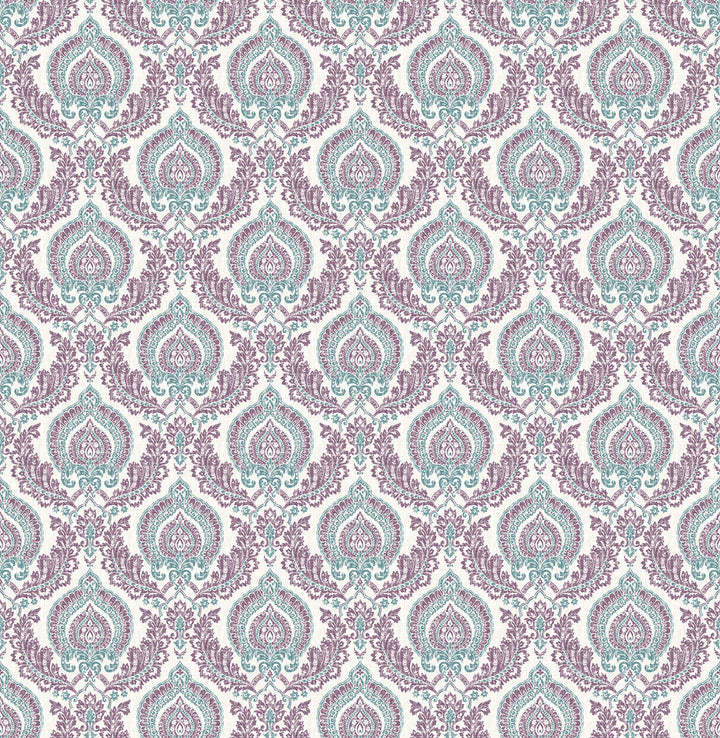 Lulu Plum Damask Wallpaper by A-Street Prints Ami Covers about 56.4 square feet 20.5-in by 33-ft long roll Unpasted 5.2 - Fabric Carolina -