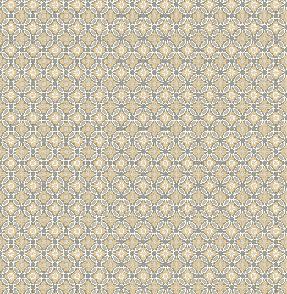 Audra Mustard Floral Wallpaper by A-Street Prints Ami Covers about 56.4 square feet 20.5-in by 33-ft long roll Unpasted 1.6 - Fabric Carolina -