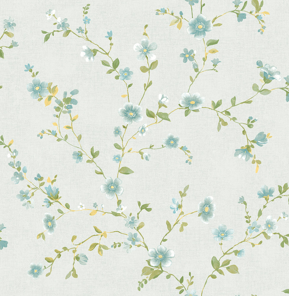Delphine Light Blue Floral Wallpaper by A-Street Prints Ami Covers about 56.4 square feet 20.5-in by 33-ft long roll Unpasted 20.9 - Fabric Carolina -