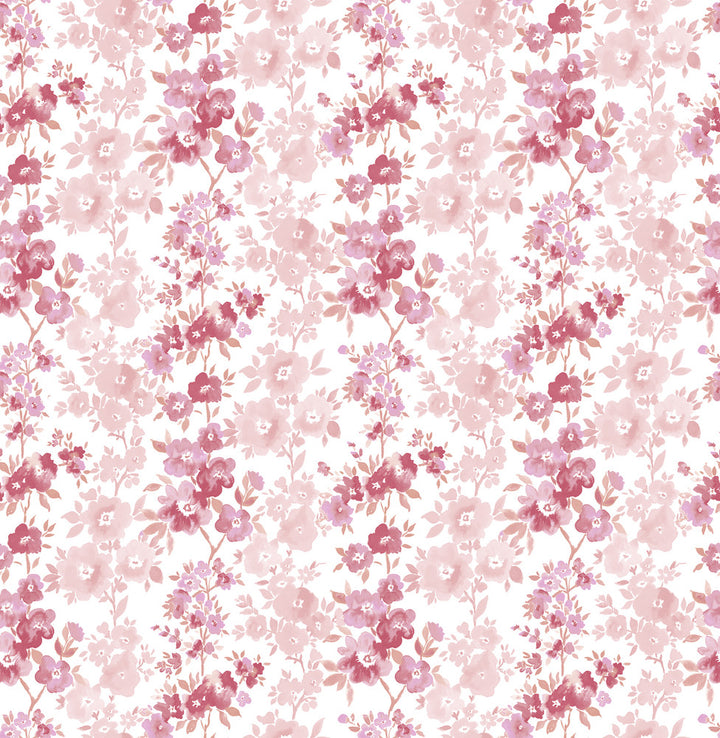 Charlise Pink Floral Stripe Wallpaper by A-Street Prints Ami Covers about 56.4 square feet 20.5-in by 33-ft long roll Unpasted 10.4 - Fabric Carolina -