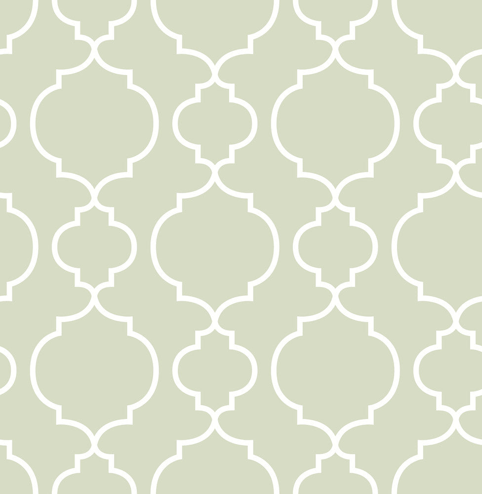 Desiree Sage Quatrefoil Wallpaper by A-Street Prints Ami Covers about 56.4 square feet 20.5-in by 33-ft long roll Unpasted 10.4 - Fabric Carolina -