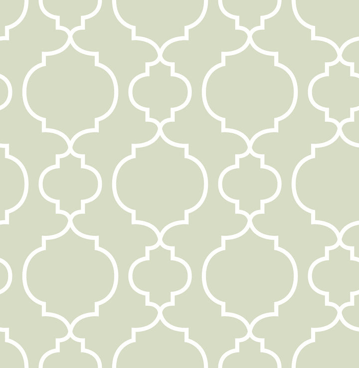 Desiree Sage Quatrefoil Wallpaper by A-Street Prints Ami Covers about 56.4 square feet 20.5-in by 33-ft long roll Unpasted 10.4 - Fabric Carolina -