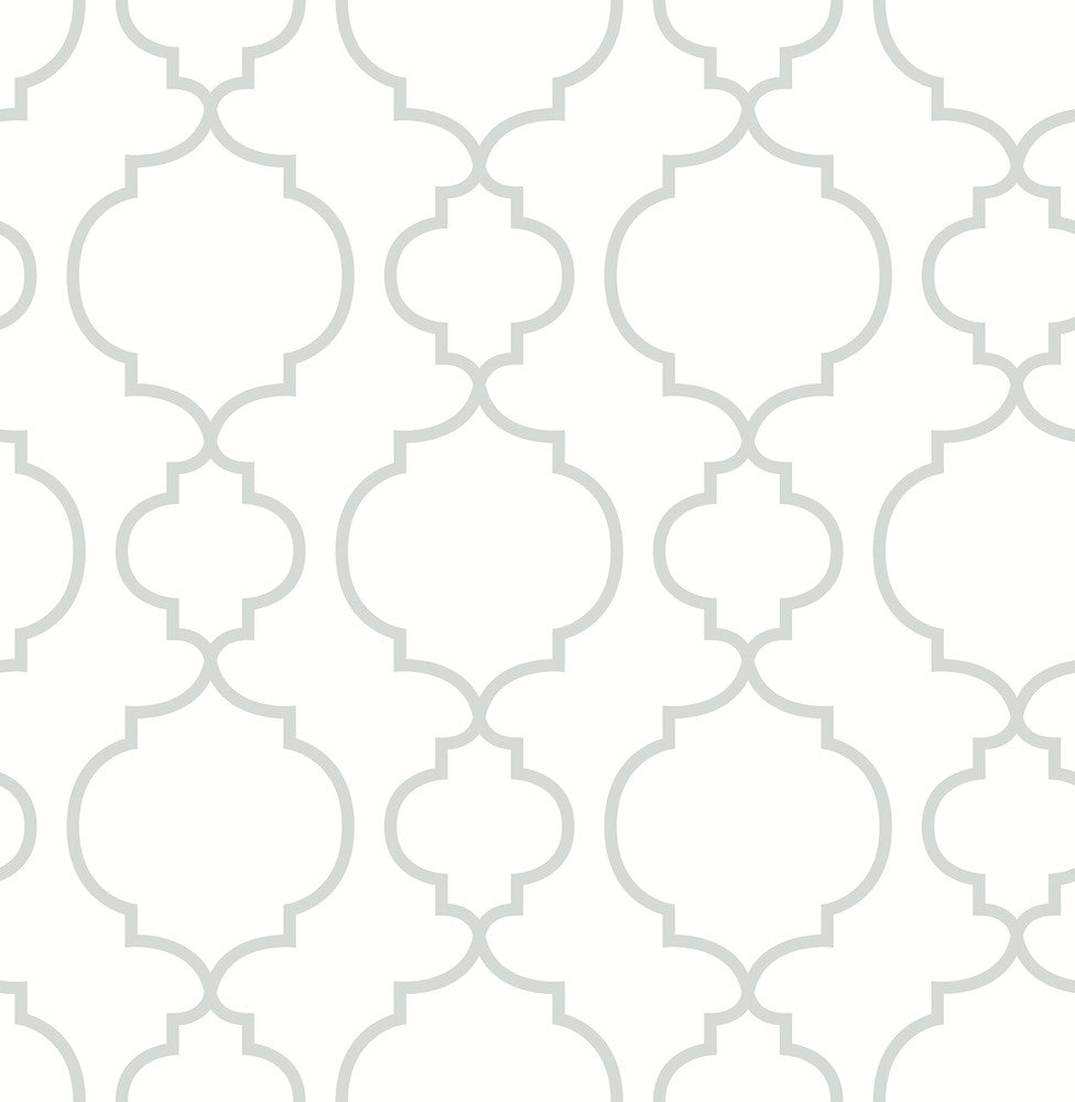 Desiree White Quatrefoil Wallpaper by A-Street Prints Ami Covers about 56.4 square feet 20.5-in by 33-ft long roll Unpasted 10.4 - Fabric Carolina -