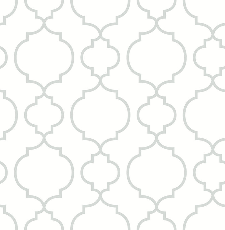 Desiree White Quatrefoil Wallpaper by A-Street Prints Ami Covers about 56.4 square feet 20.5-in by 33-ft long roll Unpasted 10.4 - Fabric Carolina -