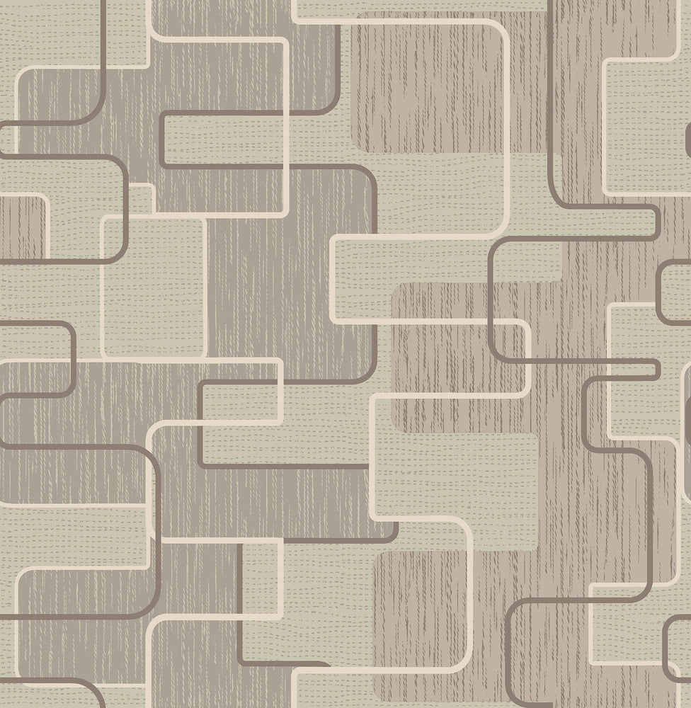 Integrate Taupe Geometric Wallpaper by Brewster Precision Covers about 56.4 square feet 20.5-in by 33-ft long roll Unpasted 21 - Fabric Carolina -