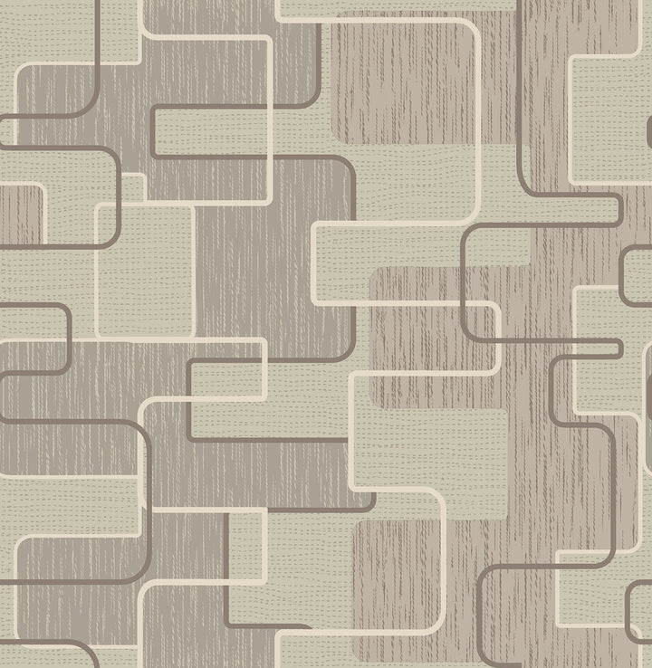 Integrate Taupe Geometric Wallpaper by Brewster Precision Covers about 56.4 square feet 20.5-in by 33-ft long roll Unpasted 21 - Fabric Carolina -