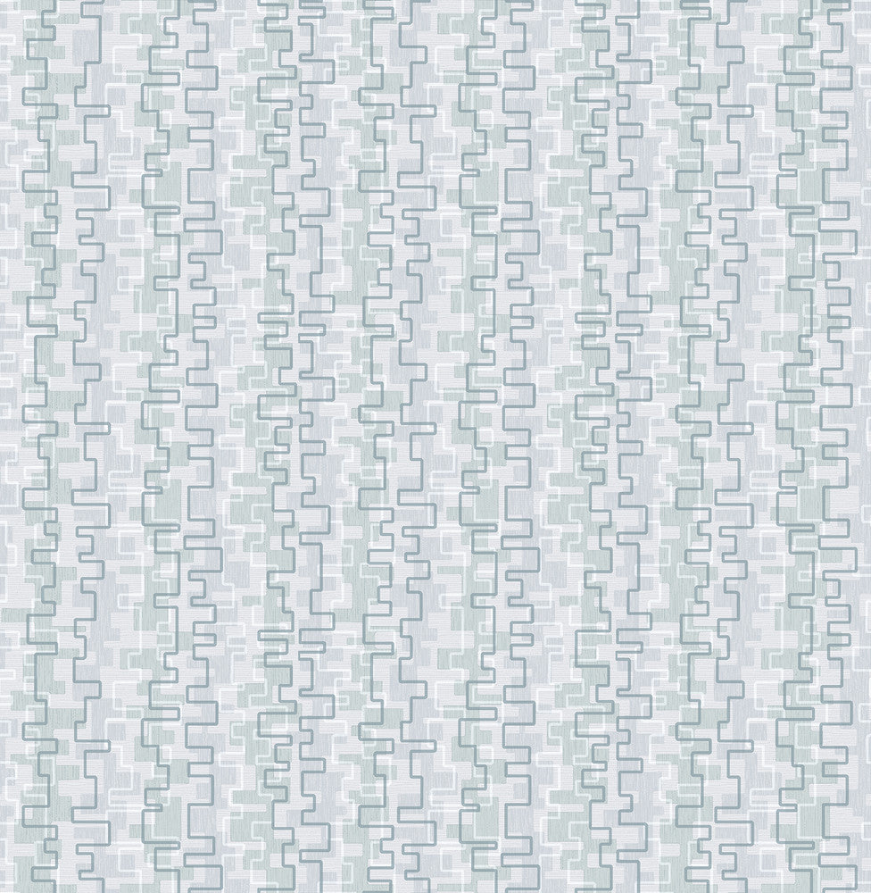 Harmonize Blue Small Geometric Wallpaper by Brewster Precision Covers about 56.4 square feet 20.5-in by 33-ft long roll Unpasted 21 - Fabric Carolina -