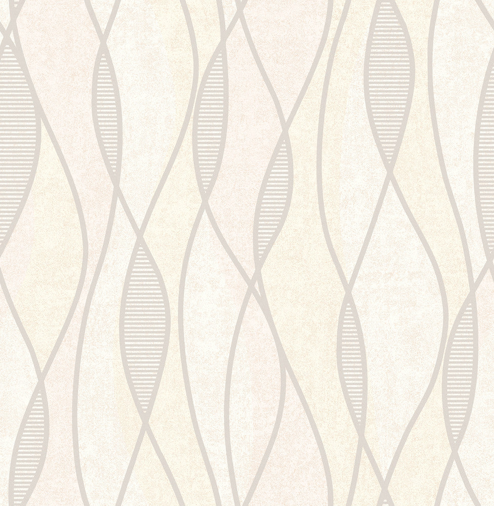 Gyro Cream Swirl Geometric Wallpaper by Brewster Precision Covers about 56.4 square feet 20.5-in by 33-ft long roll Unpasted 21 - Fabric Carolina -