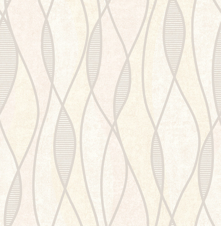 Gyro Cream Swirl Geometric Wallpaper by Brewster Precision Covers about 56.4 square feet 20.5-in by 33-ft long roll Unpasted 21 - Fabric Carolina -