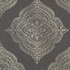 Capella Charcoal Medallion Wallpaper by Decorline