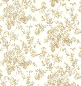 Louisa Gold Rose Trail Wallpaper by Beacon House