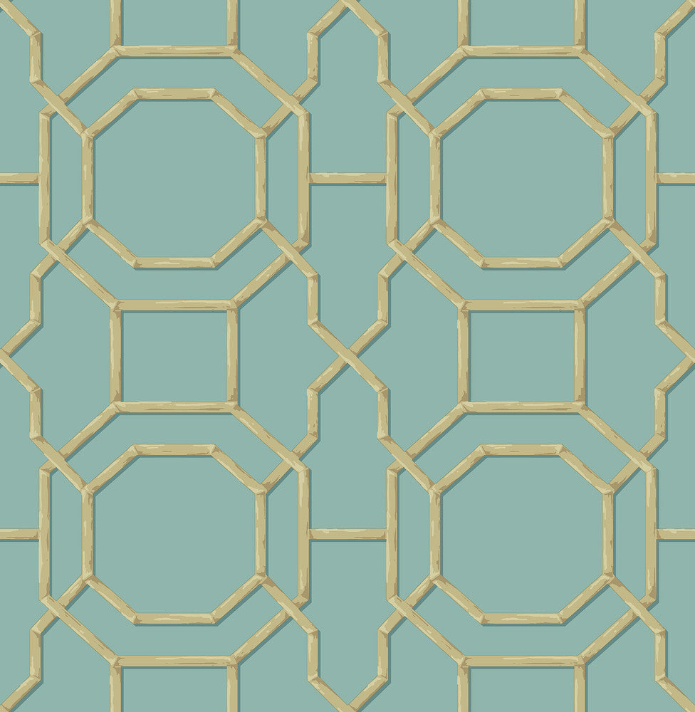 Summer Turquoise Trellis Wallpaper by Beacon House Empress Covers about 56.4 square feet 20.5-in by 33-ft long roll Unpasted 10.4 - Fabric Carolina -