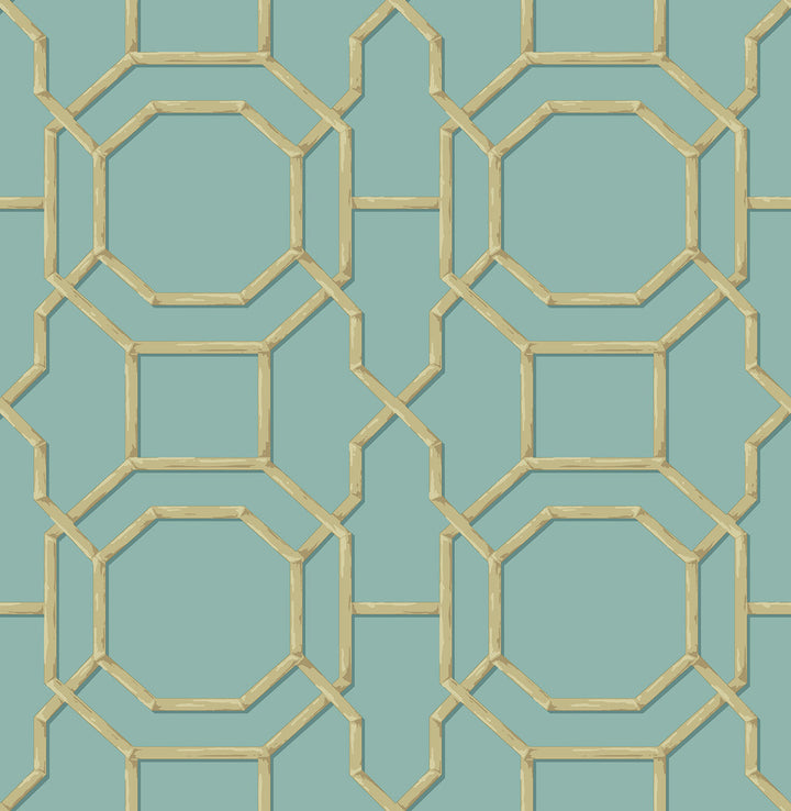 Summer Turquoise Trellis Wallpaper by Beacon House Empress Covers about 56.4 square feet 20.5-in by 33-ft long roll Unpasted 10.4 - Fabric Carolina -