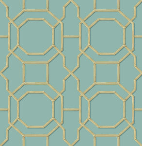 Summer Turquoise Trellis Wallpaper by Beacon House