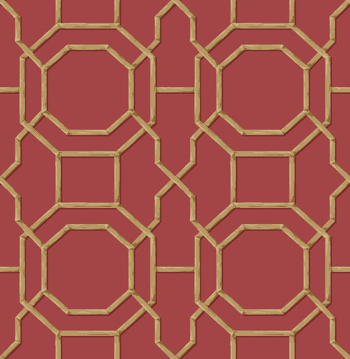Summer Red Trellis Wallpaper by Beacon House Empress Covers about 56.4 square feet 20.5-in by 33-ft long roll Unpasted 10.4 - Fabric Carolina -