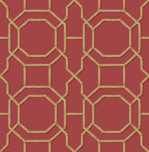 Summer Red Trellis Wallpaper by Beacon House