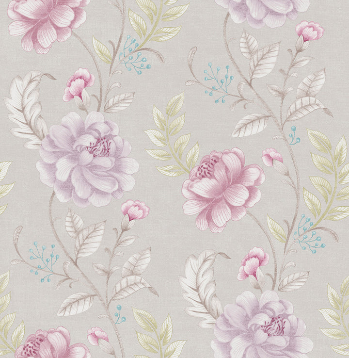 Summer Palace Amethyst Floral Trail Wallpaper by Beacon House Empress Covers about 56.4 square feet 20.5-in by 33-ft long roll Unpasted 20.8 - Fabric Carolina -