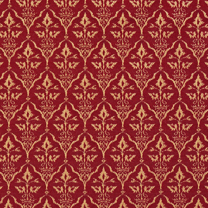 2670 Crimson/Cameo by Charlotte Fabric Uptown Jacquards VI 100% Woven Polyester Asia Exceeds 70,000 Wyzenbeek Rubs (Heavy Duty) Horizontal: 1.5" x Vertical: 2.75" 54 Inches - Fabric Carolina -