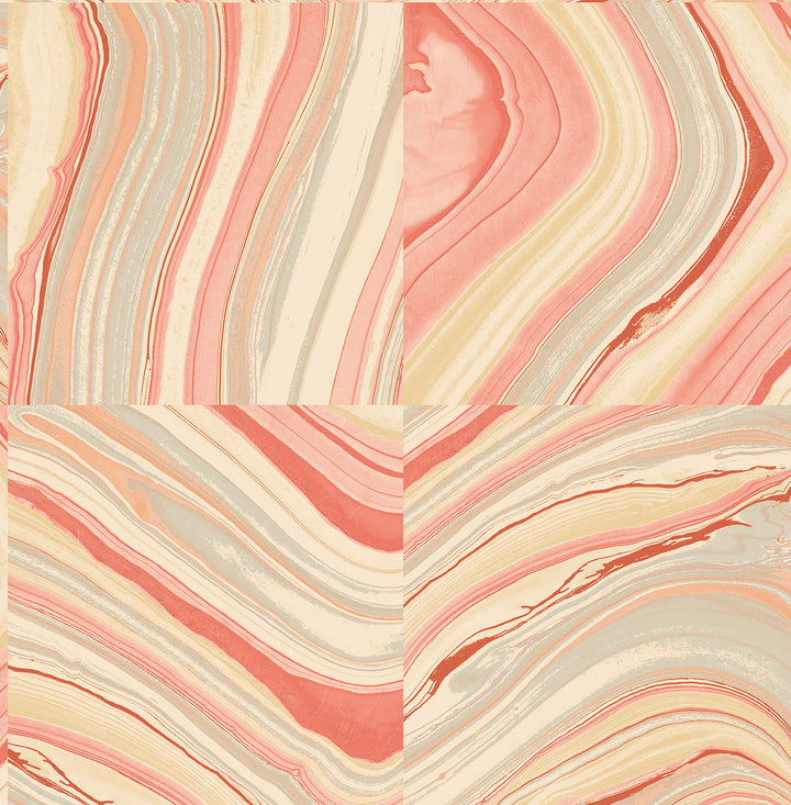 Agate Coral Stone Wallpaper by Kenneth James Azmaara Covers about 56.4 square feet 20.5-in by 33-ft long roll Unpasted 10.5 - Fabric Carolina -
