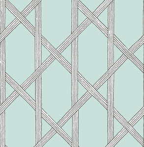 Mandara Teal Trellis Wallpaper by Kenneth James