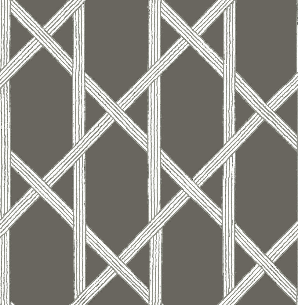 Mandara Charcoal Trellis Wallpaper by Kenneth James Azmaara Covers about 56.4 square feet 20.5-in by 33-ft long roll Unpasted 20.5 - Fabric Carolina -