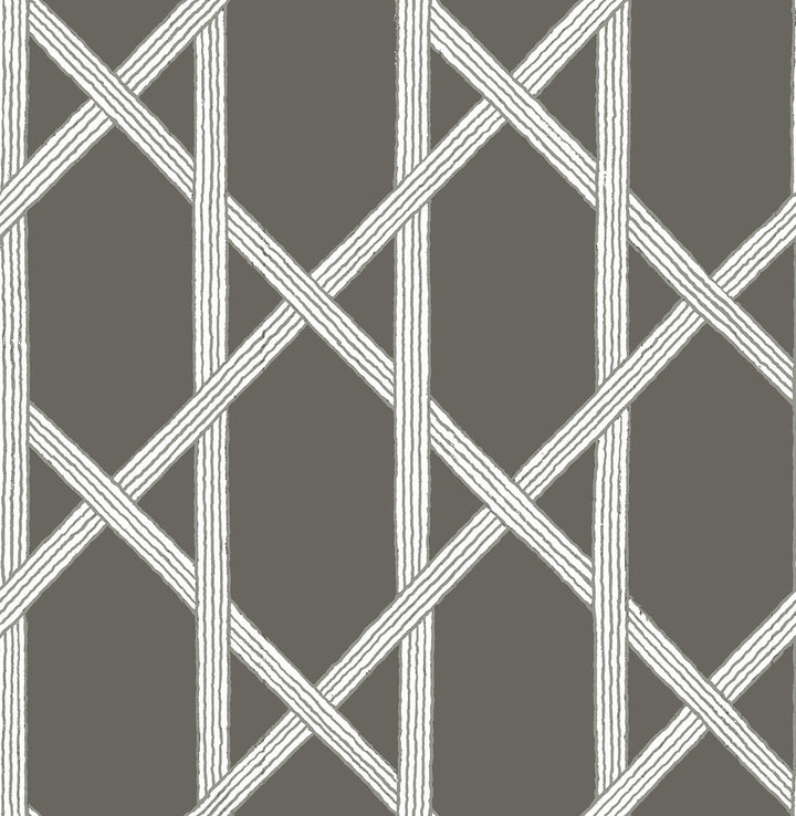 Mandara Charcoal Trellis Wallpaper by Kenneth James Azmaara Covers about 56.4 square feet 20.5-in by 33-ft long roll Unpasted 20.5 - Fabric Carolina -
