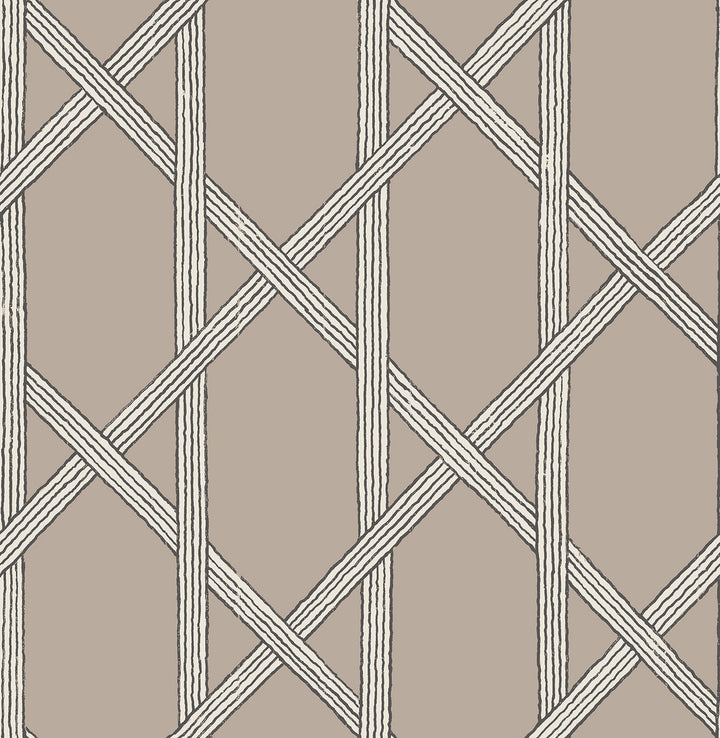 Mandara Taupe Trellis Wallpaper by Kenneth James Azmaara Covers about 56.4 square feet 20.5-in by 33-ft long roll Unpasted 20.5 - Fabric Carolina -