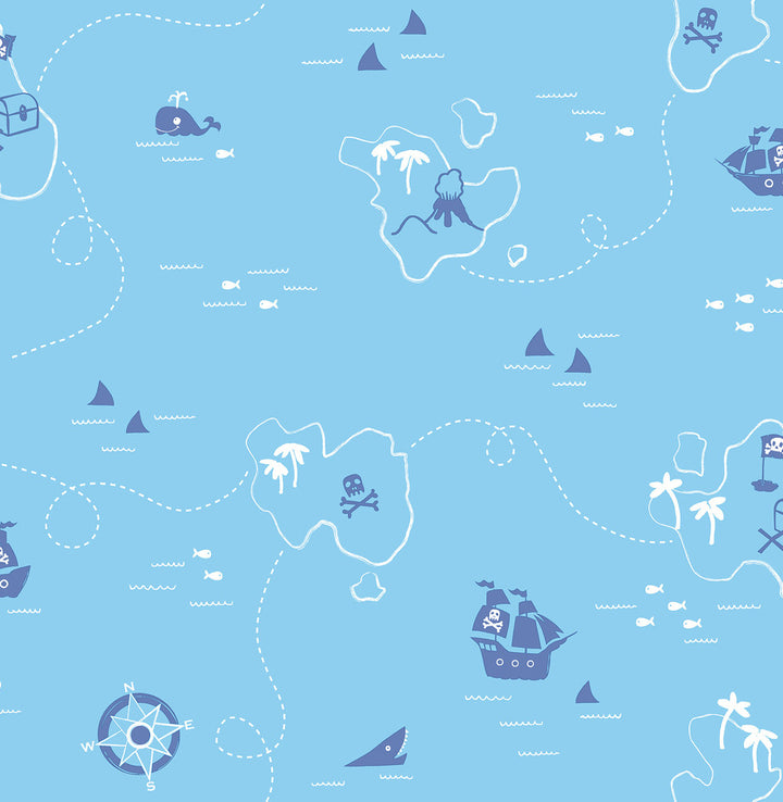 Blue Sharks Wallpaper by Brewster You Are My Sunshine Covers about 56.4 square feet 20.5-in by 33-ft long roll Unpasted 21 - Fabric Carolina -
