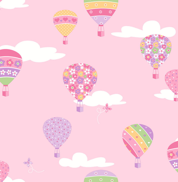 Pink Hot Air Balloons Wallpaper by Brewster You Are My Sunshine Covers about 56.4 square feet 20.5-in by 33-ft long roll Unpasted 21 - Fabric Carolina -