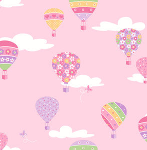 Pink Hot Air Balloons Wallpaper by Brewster