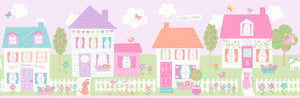 Purple Happy Street Village Wallpaper by Brewster
