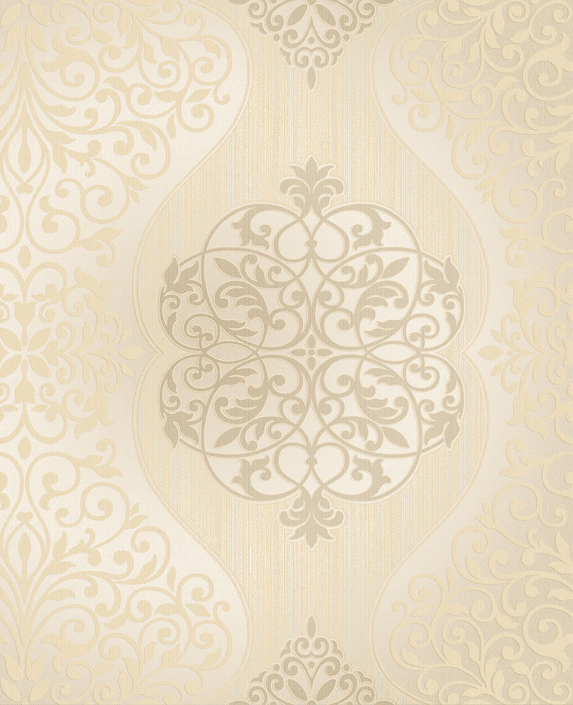 Energico Gold Medallion Wallpaper by Decorline Evolve Covers about 56.4 square feet 20.5-in by 33-ft long roll Unpasted 25.2 - Fabric Carolina -
