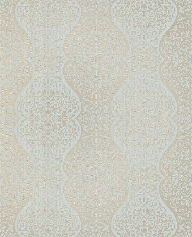 Cadence Blue Scroll Wallpaper by Decorline Evolve Covers about 56.4 square feet 20.5-in by 33-ft long roll Unpasted 12.6 - Fabric Carolina -