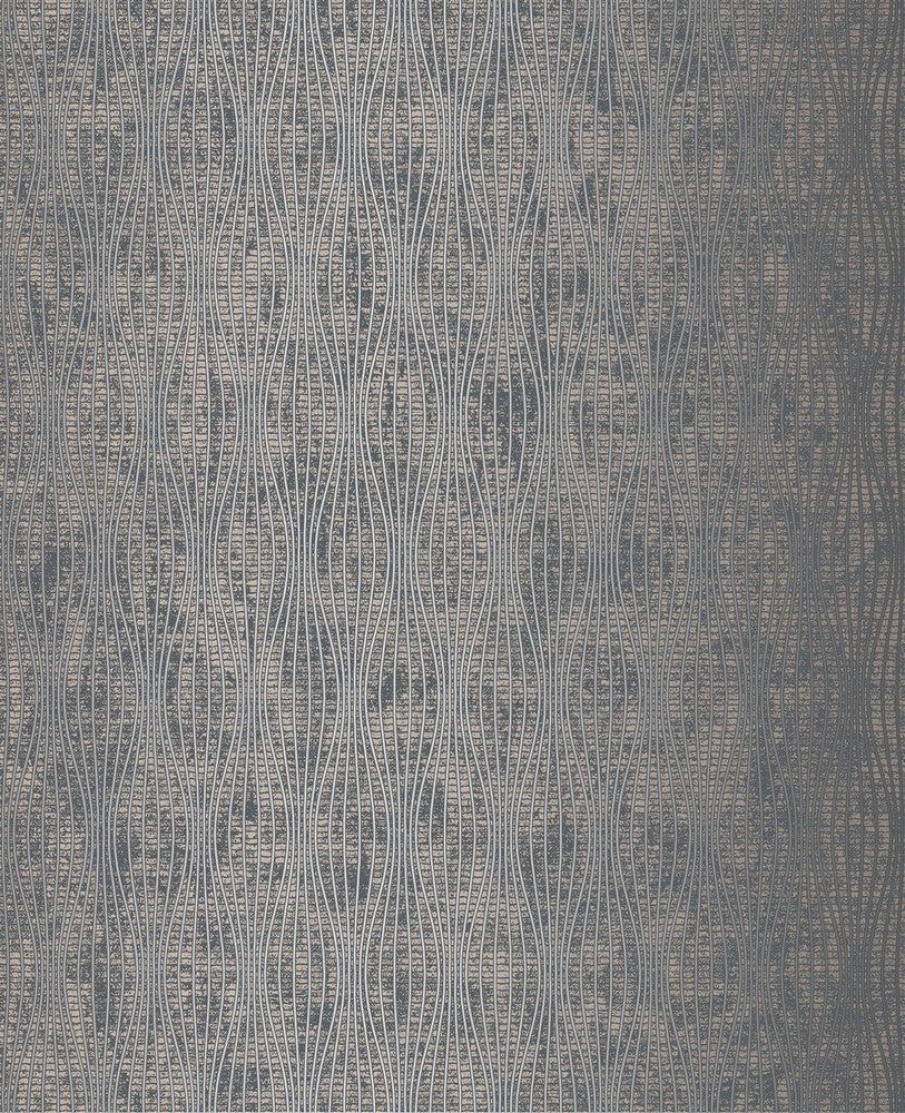 Falsetto Dark Blue Wave Wallpaper by Decorline Evolve Covers about 56.4 square feet 20.5-in by 33-ft long roll Unpasted 6.3 - Fabric Carolina -