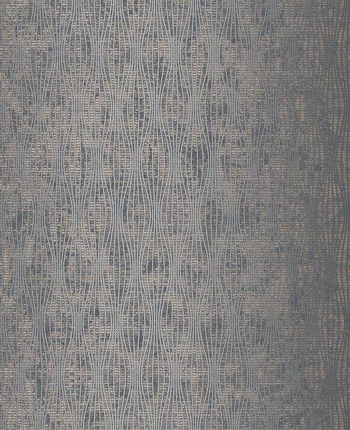 Falsetto Dark Blue Wave Wallpaper by Decorline Evolve Covers about 56.4 square feet 20.5-in by 33-ft long roll Unpasted 6.3 - Fabric Carolina -