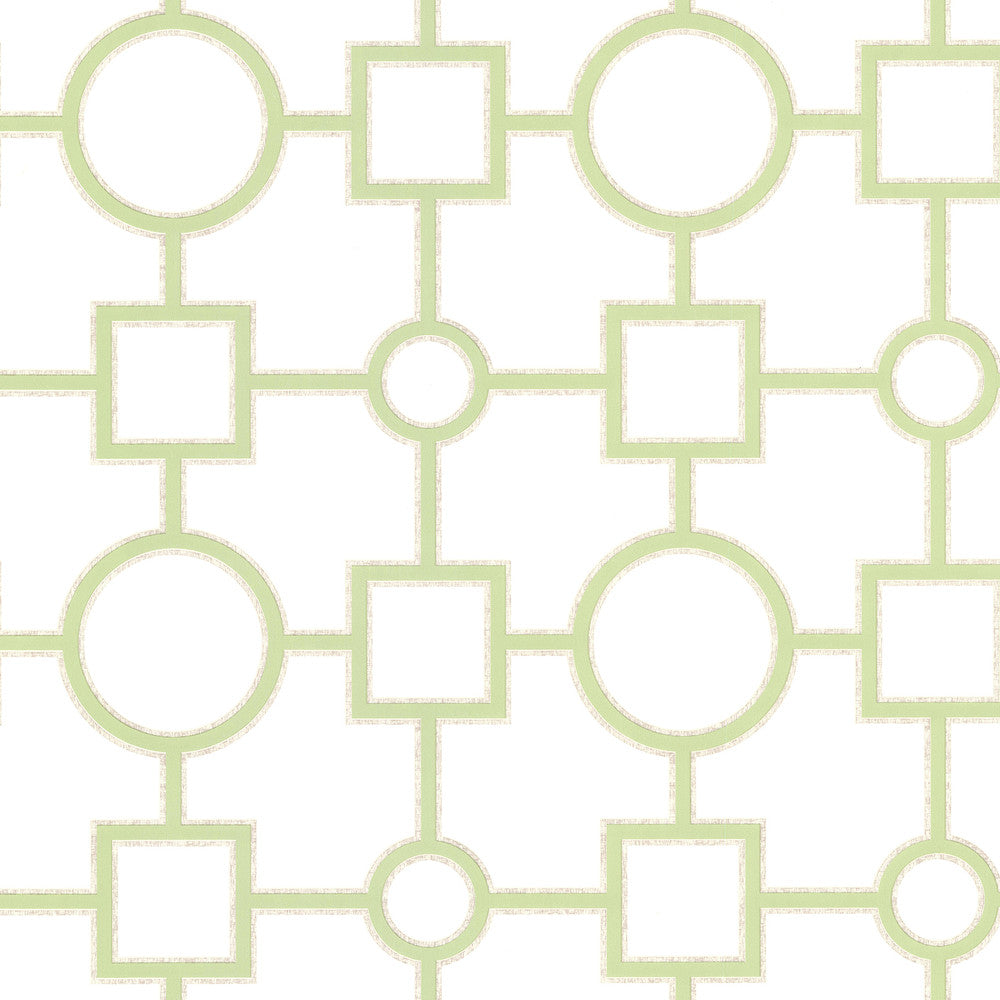 Geometric Green Geovine Wallpaper by Brewster Kitchen, Bed, & Bath IV Covers about 56.4 square feet 20.5-in by 33-ft long roll Unpasted 10.5 - Fabric Carolina -