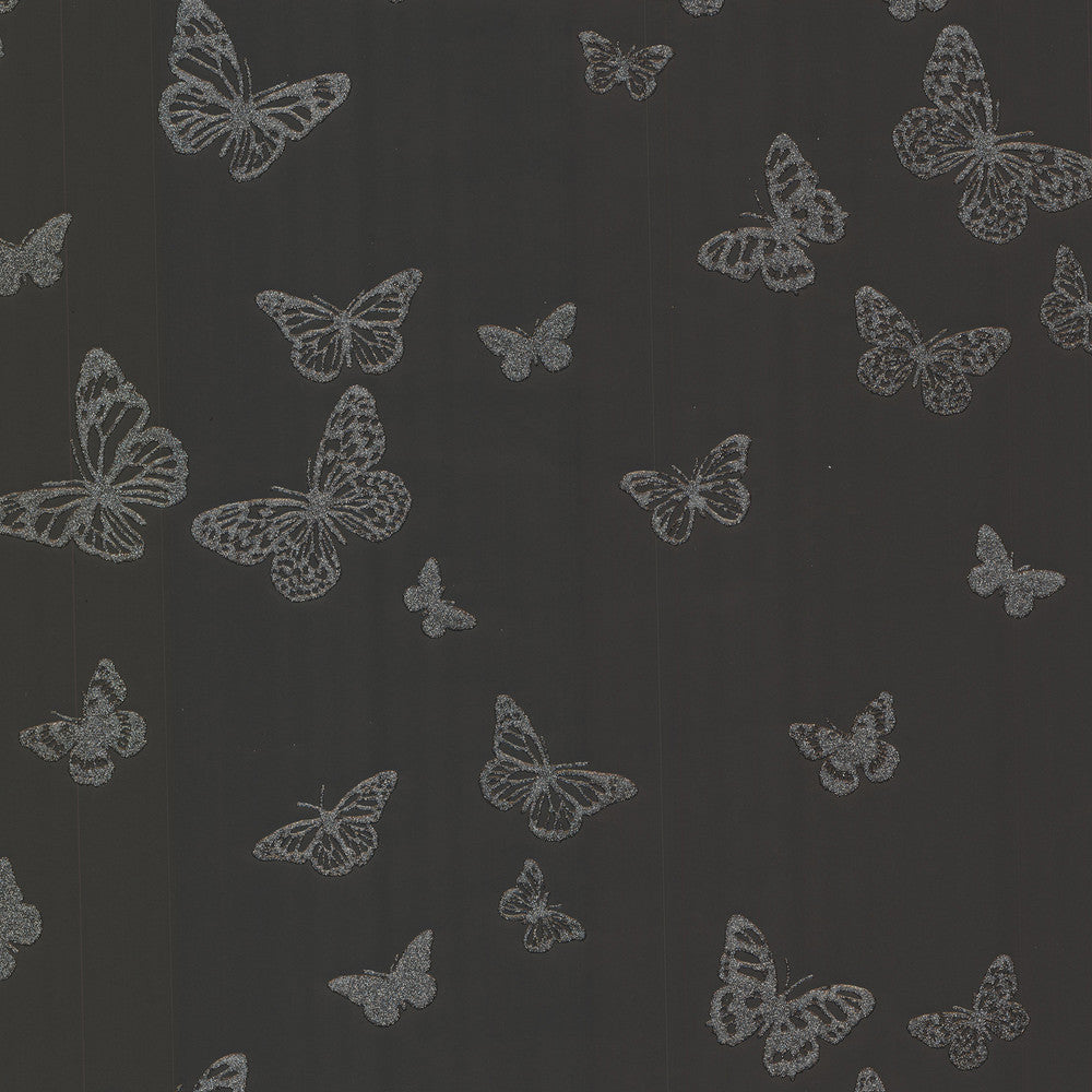 Butterfly Black Pearl Wallpaper by Brewster Kitchen, Bed, & Bath IV Covers about 56.4 square feet 20.5-in by 33-ft long roll Unpasted 12.6 - Fabric Carolina -