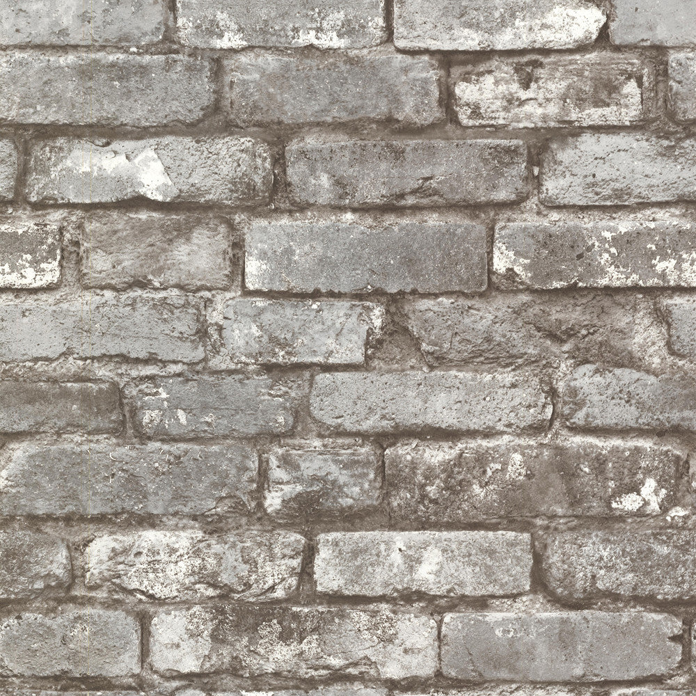 Brick Charcoal Metal Wallpaper by Brewster Kitchen, Bed, & Bath IV Covers about 56.4 square feet 20.5-in by 33-ft long roll Unpasted 20.9 - Fabric Carolina -